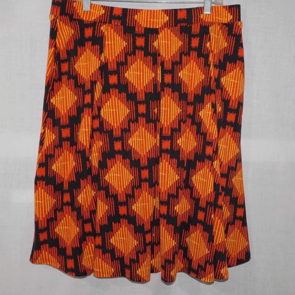 Lularoe Madison Orange Black A Line Pleated Skirt w Pockets UNWORN Womens 3XL